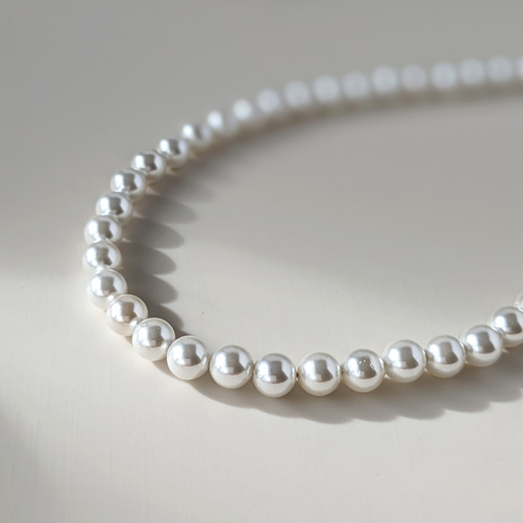 【冠婚葬祭に..２点セット】6mm貝パールの数珠・略式念珠＋ネックレス 17枚目の画像