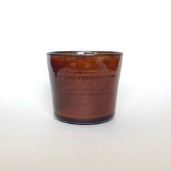熊と鮭のフリーカップ(ブラウン)　そばちょこ / 陶器 3枚目の画像