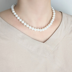 【冠婚葬祭に..２点セット】8mm貝パールの数珠・略式念珠＋ネックレス 15枚目の画像