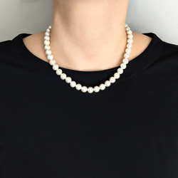 【冠婚葬祭に..２点セット】8mm貝パールの数珠・略式念珠＋ネックレス 16枚目の画像