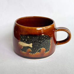 【再販予定】鮭と熊のマグカップ（ブラウン）　コーヒーカップ / クマ / くま 5枚目の画像