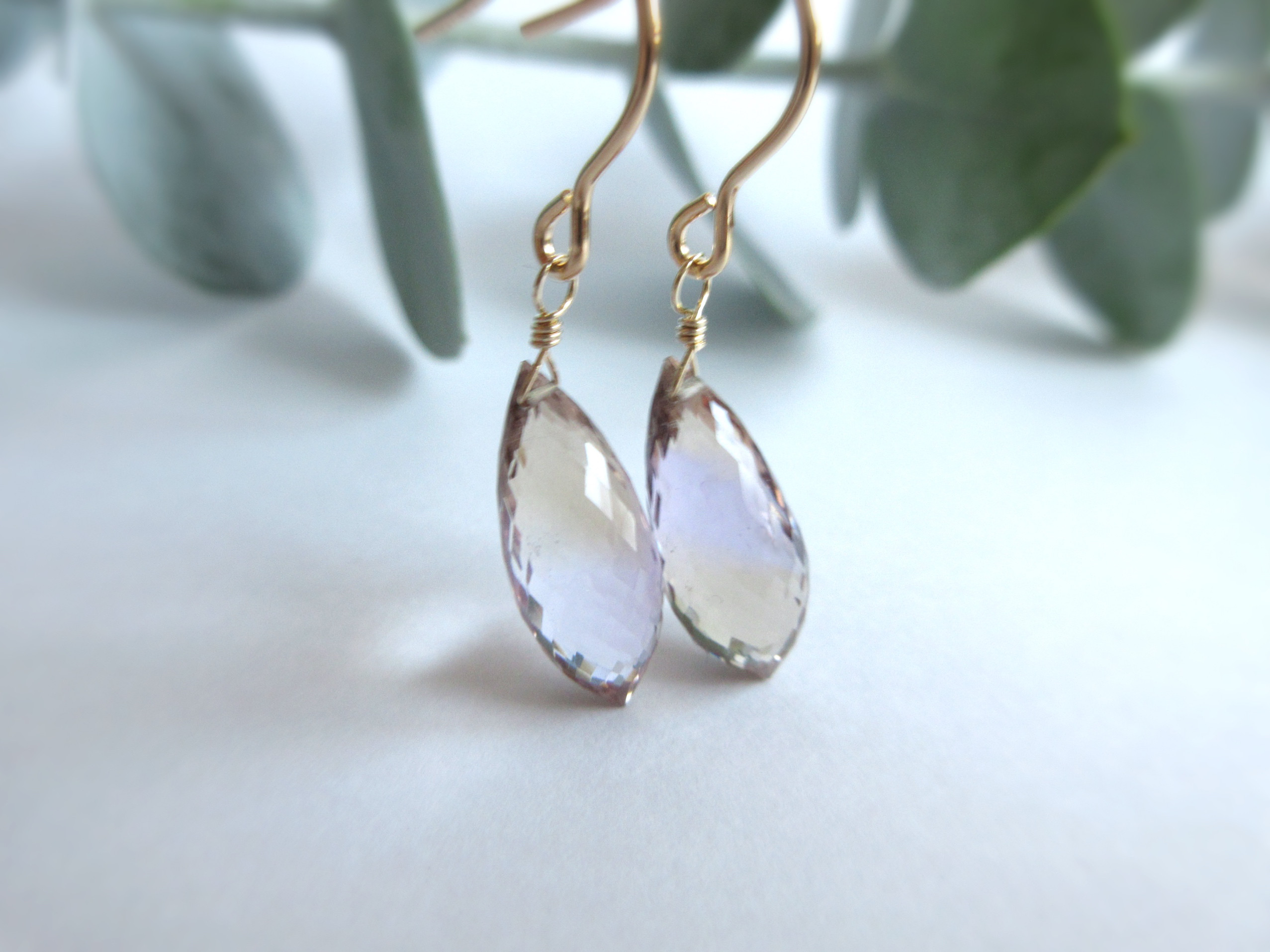 【極上粒】14.5mm高品質「アメトリン」マイクロカットシャンデリア 14kgfピアス/イヤリング