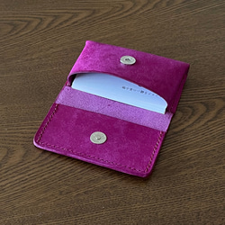 ヌメ革の名刺入れ カードケース ✨バイオレット　イタリアンレザー　マルゴー 3枚目の画像