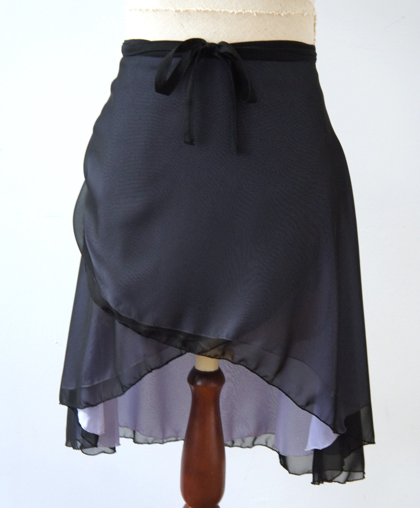 バレエ　ラップスカート[ダブル　ブラック×ラベンダー58-120] D126doubleBKLV