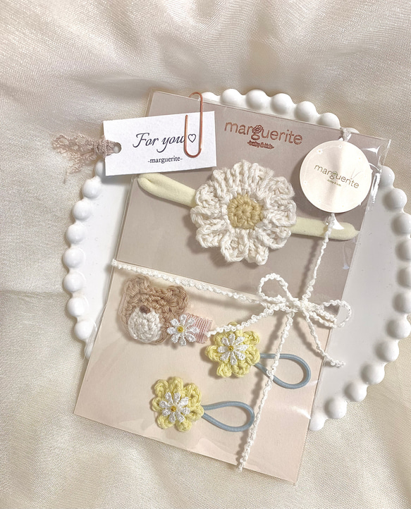 アンティークカラー マーガレット♡ベビーヘアクリップ ヘアゴム