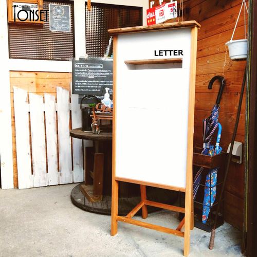 看板付木製ガーデンポスト フレンチカフェ風col. その他インテリア雑貨 