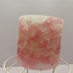 〜花明かり 紫陽花〜pink ：LEDライト付き　キャンドルホルダー　ソイキャンドル　プレゼント・ギフトにも 3枚目の画像