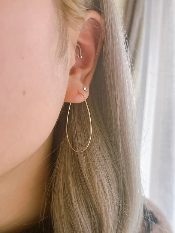 Simple Wire Hoop Earrings／14kgf／silver925 9枚目の画像