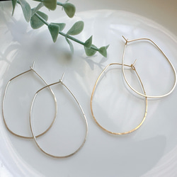 Simple Wire Hoop Earrings／14kgf／silver925 1枚目の画像