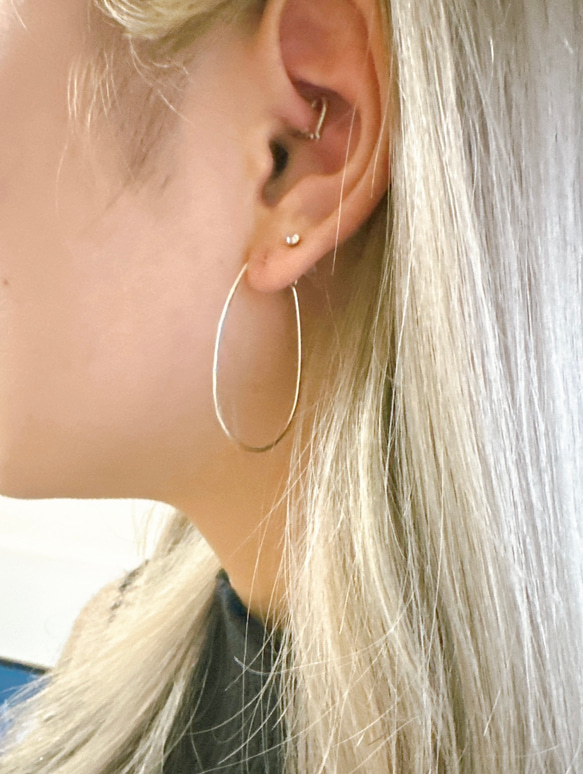 Simple Wire Hoop Earrings／14kgf／silver925 10枚目の画像