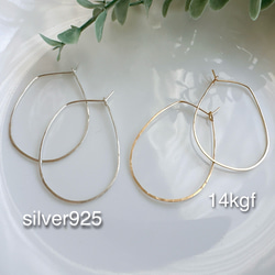 Simple Wire Hoop Earrings／14kgf／silver925 6枚目の画像