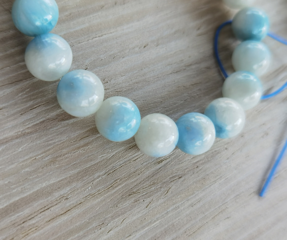 天然石 ラリマのような「ソーダライト」浜辺の波紋◇9㎜～10㎜ 6個  