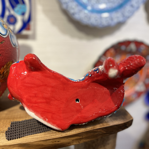 トルコ 華やかな模様のセラミック製 猫 (角掛け)K-3 招き猫 トルコ製