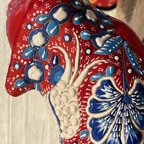 トルコ 華やかな模様のセラミック製 猫 (角掛け)K-3 招き猫 トルコ製