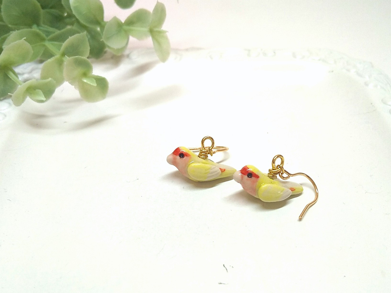 コザクラインコ・ルチノーのピアス ／14kgf