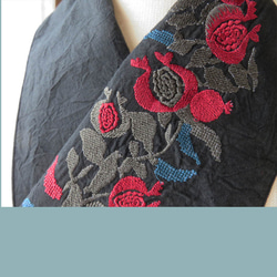 刺繍半襟：ザクロ黒katagawa 5枚目の画像