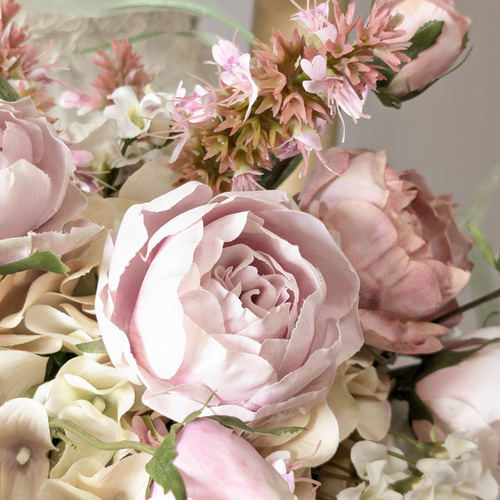 ウエディングブーケ(優しいふんわりピンク)ブートニアこみ世界で1つ