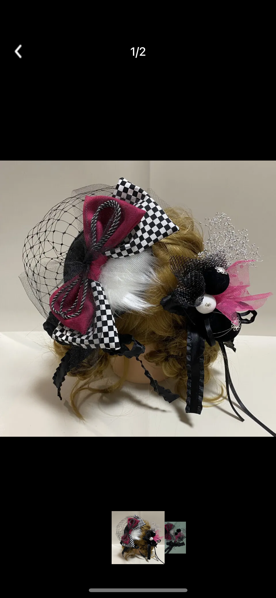 ［市松模小・パーツ銀ver］髪飾り毬かすみ草 チュール ハット付