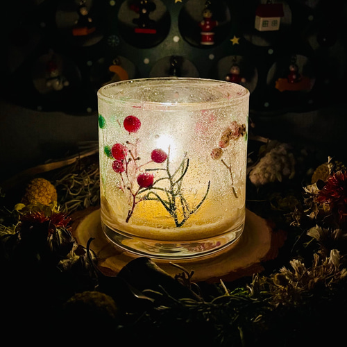 セール中♪ボタニカルジェルキャンドルホルダー＊クリスマスキャンドル