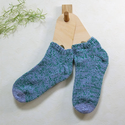 ◆毛糸で編んだ靴下◆　23～24cm　ブルーグレー　no.06 1枚目の画像