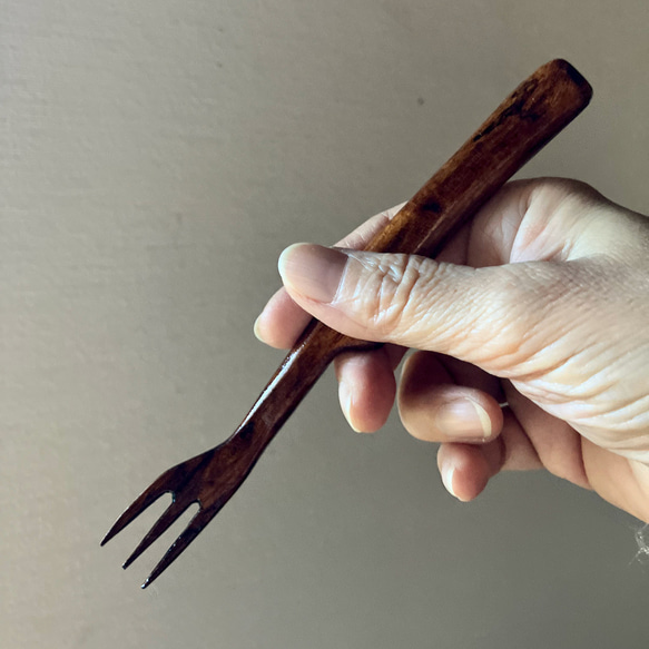 手作り漆ぬり木製フォーク3 / Handmade lacquer-coated Wooden Fork3 新作2023♪ 7枚目の画像