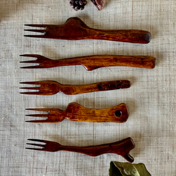 手作り漆ぬり木製フォーク3 / Handmade lacquer-coated Wooden Fork3 新作2023♪ 9枚目の画像