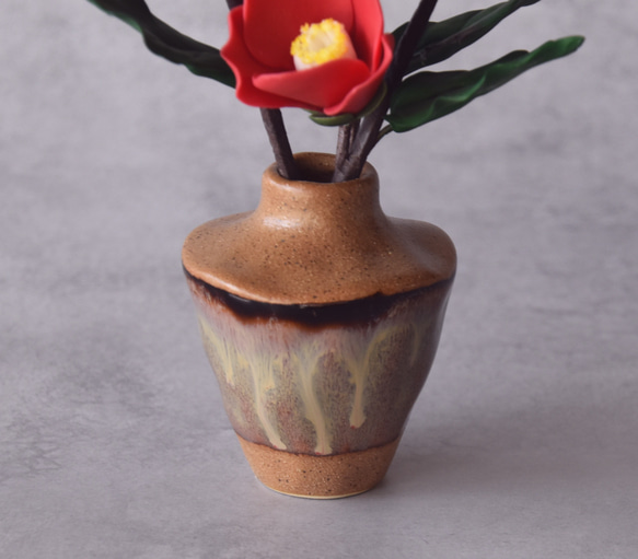 ◆粘土のお花◆　椿　（ブラウン）　T909 8枚目の画像