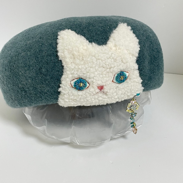 ⭐︎新色⭐︎貓貝雷帽（藍綠色） 第1張的照片