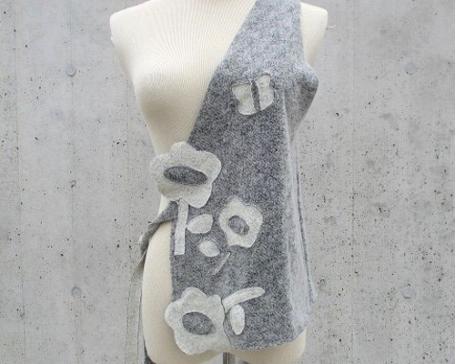 新品】アワーホーム OUR 柔らかウールのニットベスト 杢グレー 柔らか