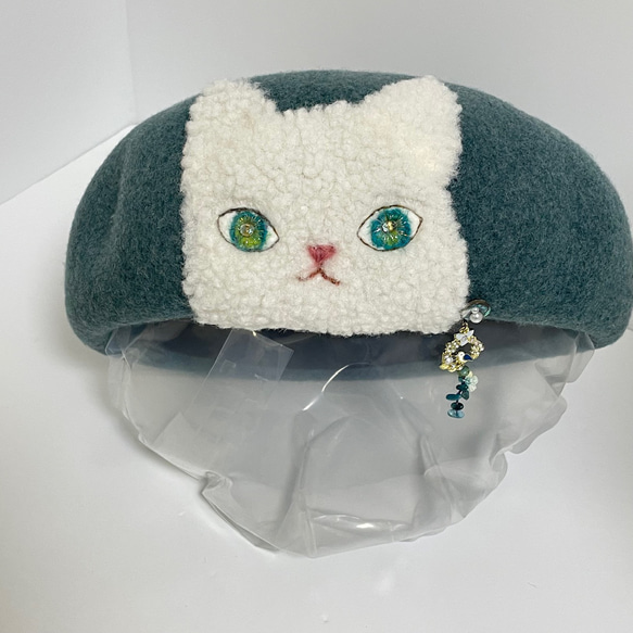 ⭐︎新色⭐︎貓貝雷帽（藍綠色） 第1張的照片