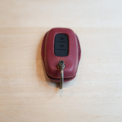 NISSAN 智慧鑰匙包 II D 型環型栃木皮革 [免費刻名字、選擇皮革和縫線] 手工縫製真皮 第2張的照片