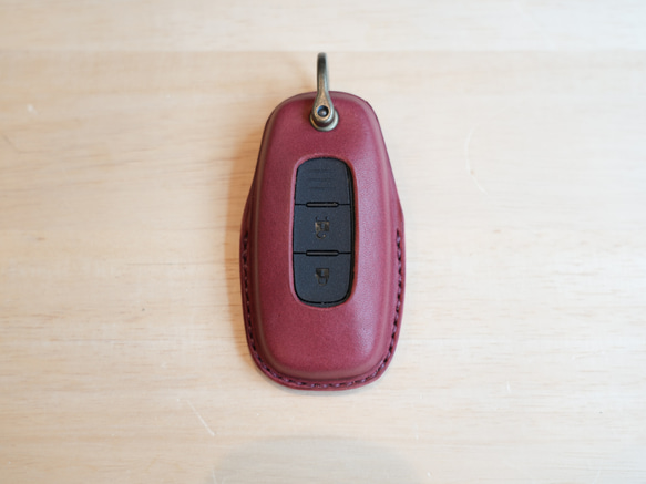 NISSAN 智慧鑰匙包 II D 型環型栃木皮革 [免費刻名字、選擇皮革和縫線] 手工縫製真皮 第5張的照片