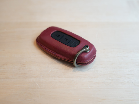 NISSAN 智慧鑰匙包 II D 型環型栃木皮革 [免費刻名字、選擇皮革和縫線] 手工縫製真皮 第3張的照片