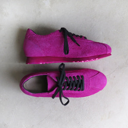 【匹染鮮豔色彩】經典設計與高品質真皮！ EMA運動鞋/拉絲粉色 第6張的照片