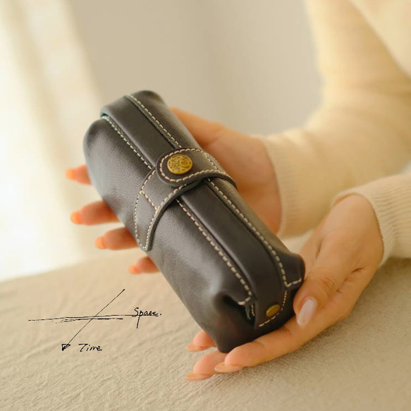 植物タンニンなめし牛革☆がま口ポーチ】なめし牛革製│がま口ポーチ