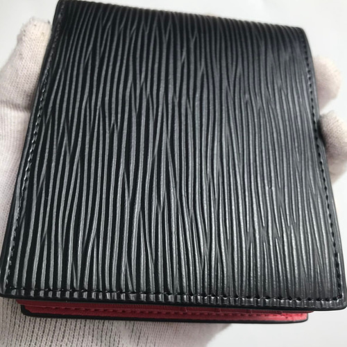 新作品 黒/赤 数量限定 人工レザー/革 二つ折り財布 小銭入れ