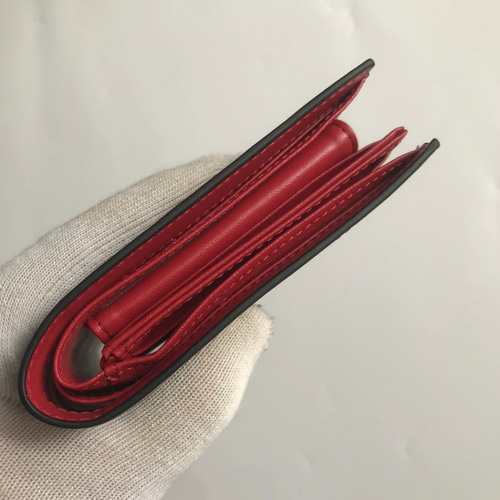 新作品 黒/赤 数量限定 人工レザー/革 二つ折り財布 小銭入れ