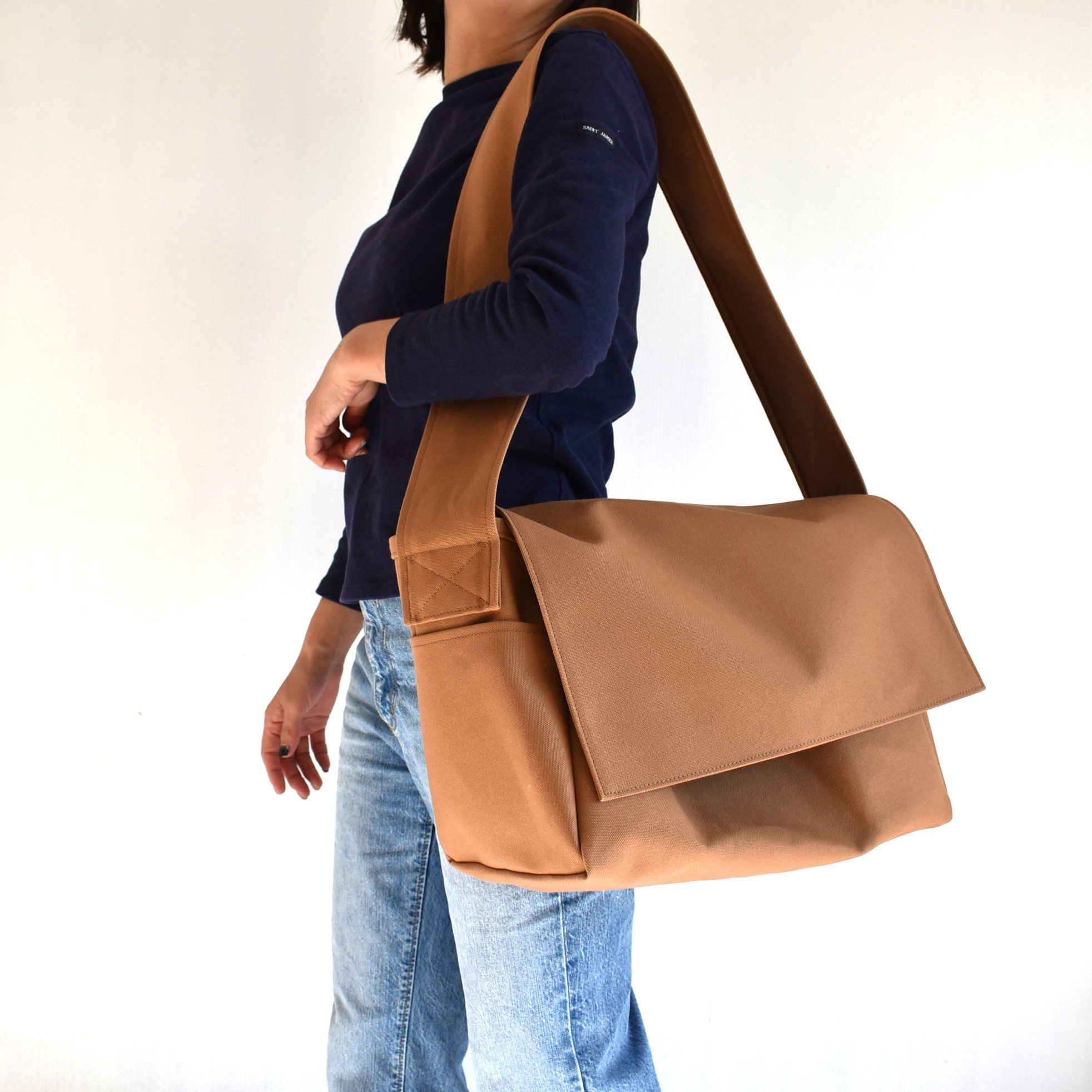 POST SHOULDER TOTE BAG（モカ/ベージュ）ショルダーバッグ 斜め掛け 帆布 メッセンジャー