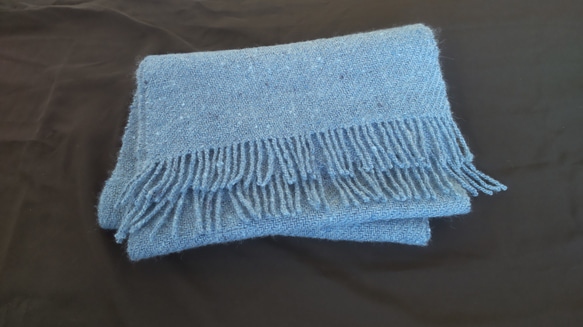 手紡ぎ手織りマフラー 羊毛(ウール)100% 7枚目の画像