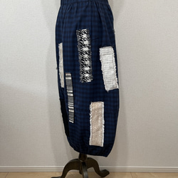 【和×洋】　米沢織パッチワーク風バルーンスカート　 9枚目の画像