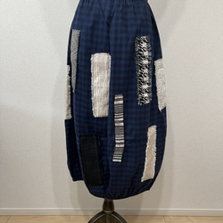 【和×洋】　米沢織パッチワーク風バルーンスカート　 6枚目の画像