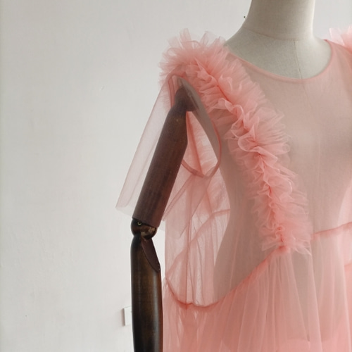 美品！ピンク妊婦ドレス マタニティ シースルー オーバードレス  