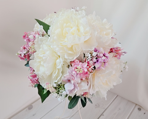 ウェディングブーケ　ブートニア付 ウェディングブーケ（ブートニア付き）B-61 ブーケ himejyon 通販