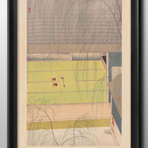 【SALE】土村芳さん掲載ページ（約A3サイズ） 14140□アートポスター 絵画 A3サイズ『小村雪岱 青柳』イラスト