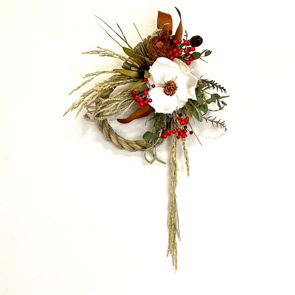 お正月飾り【野バラ&稲穂】ドライフラワー