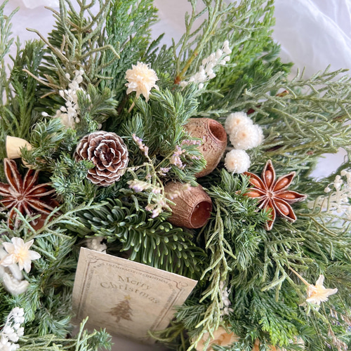 星に願いを✩︎⡱」40cm クリスマスリース フレッシュ ドライフラワー
