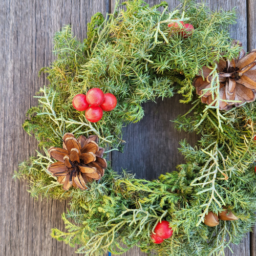 サンキライのミニリース ハーフリース ブルーアイスとサンキライのクリスマスリース リース Cosmos:) 通販