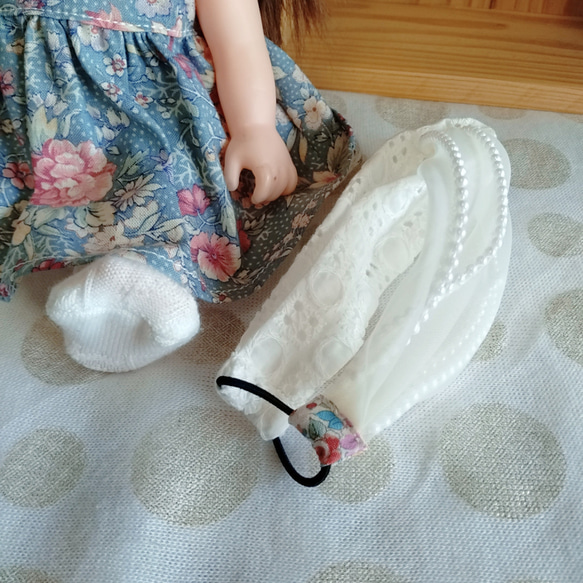 レミン&ソランちゃんサイズのお人形用ヘアバンド！ホワイト 4枚目の画像