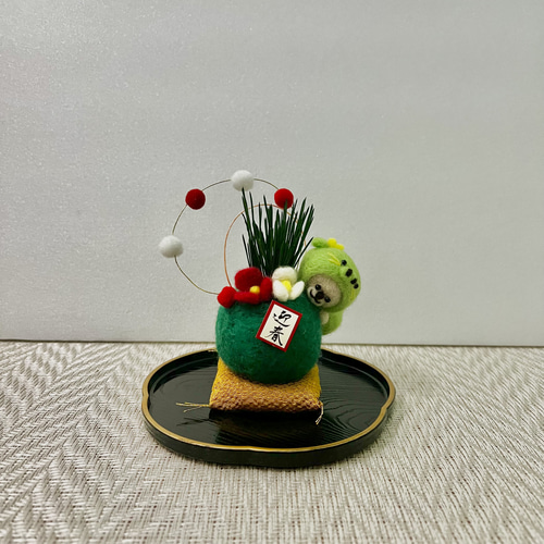 お正月飾り】【お正月】羊毛フェルトで作った苔玉お正月飾り