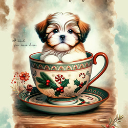 オリジナル 生地 ブロックデザイン パネル生地 犬 犬柄 シーズー